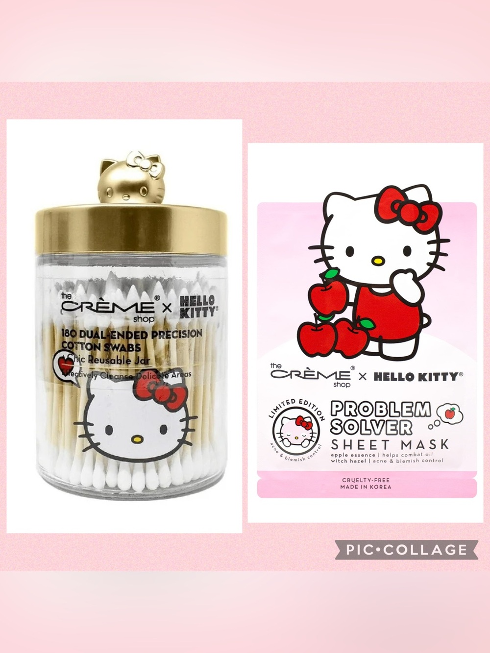Hello Kitty x The Crème Shop Set of Cotton Swabs with Reusable Jar & Face Mask